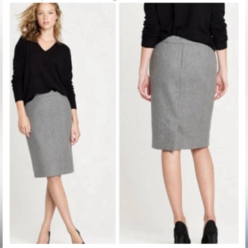 J.Crew EUC Wool Blend Pencil Midi Skirt Gray Size 2 Lined Viscose Work Office